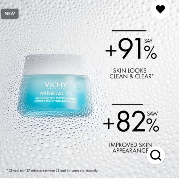 Vichy Laboratories Minéral 89 48H Moisture Matte Sorbet Fragrance-Free Gel | NEW - Picture 3 of 5